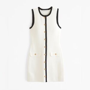 Elegant White and Black Sleeveless Dress